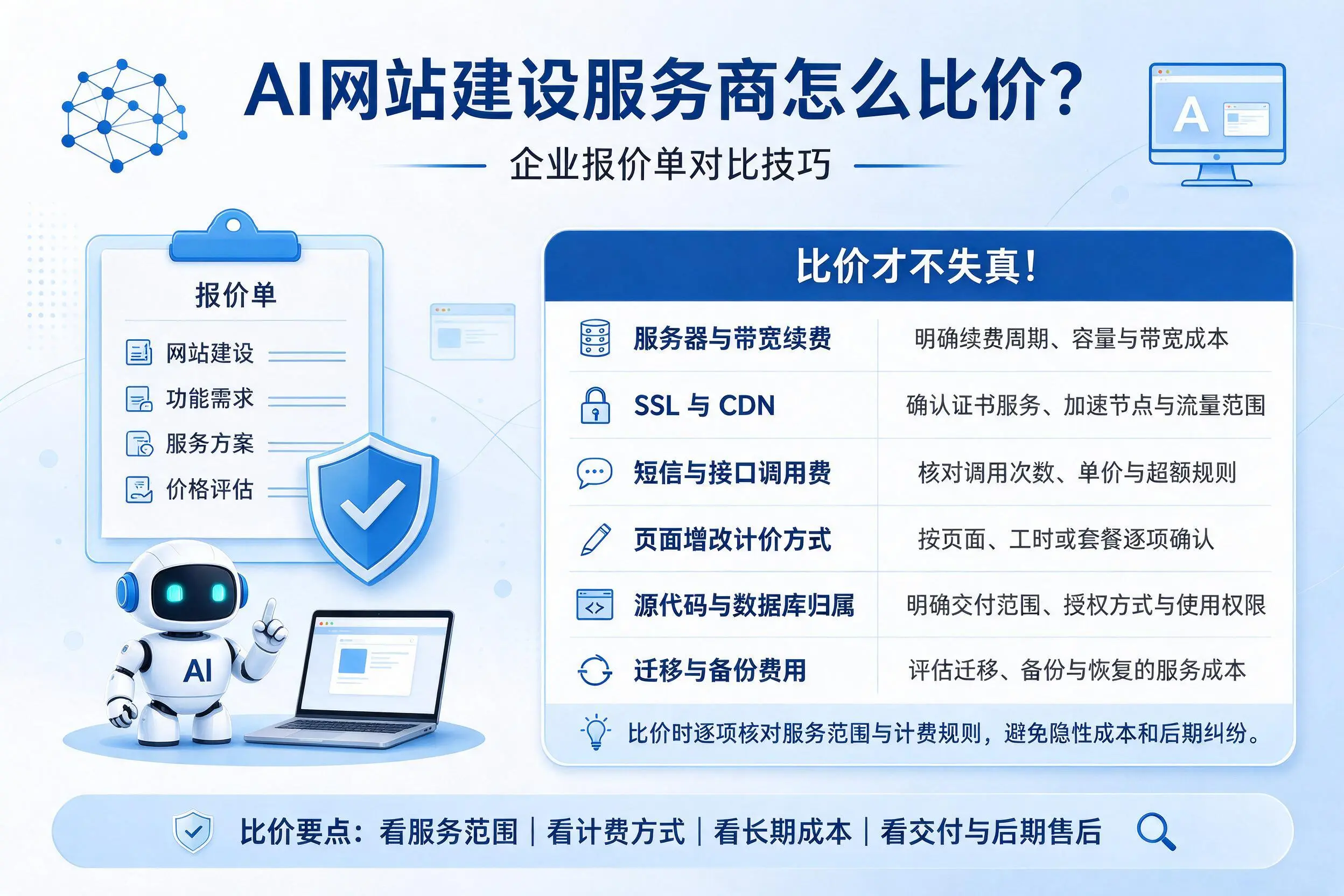 AI网站建设服务商怎么比价？安阳企业报价单对比技巧